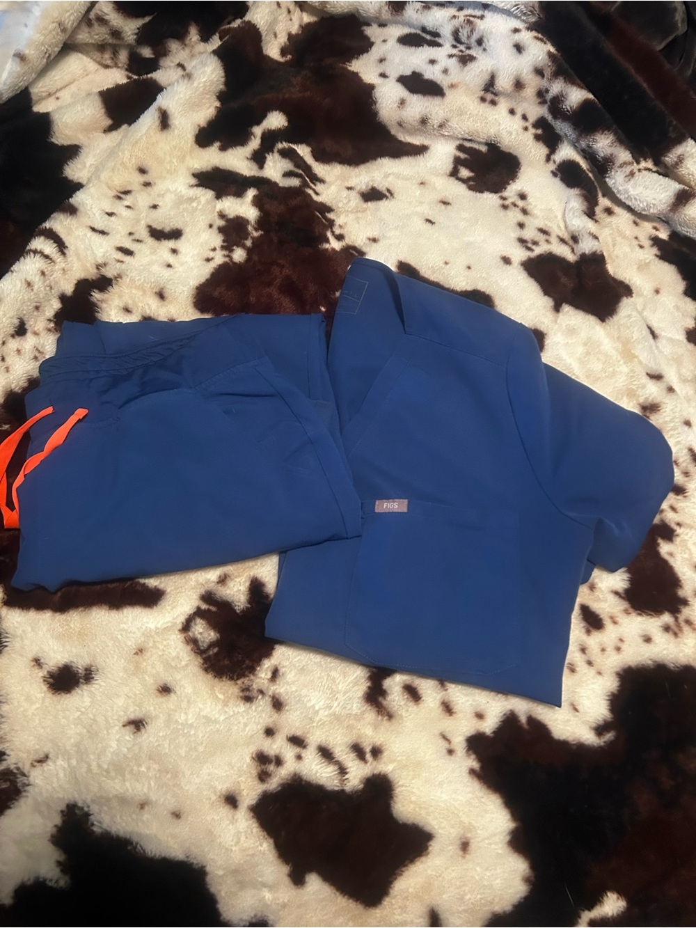 Figs  Royal Blue Jogger Pants with Orange Drawstring